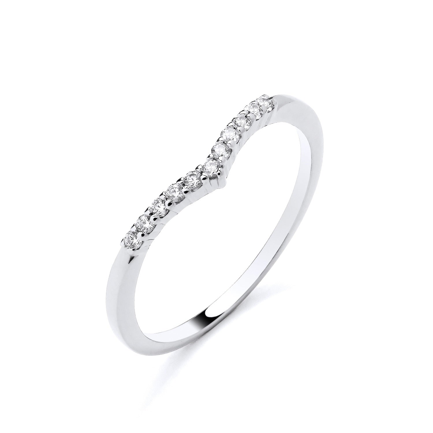 New 925 Silver &amp; Cubic Zirconia Set Wishbone Ring in various sizes with the weight 1.30 grams. Ring Face 1.5mm Depth