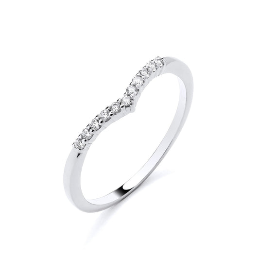 New 925 Silver &amp; Cubic Zirconia Set Wishbone Ring in various sizes with the weight 1.30 grams. Ring Face 1.5mm Depth