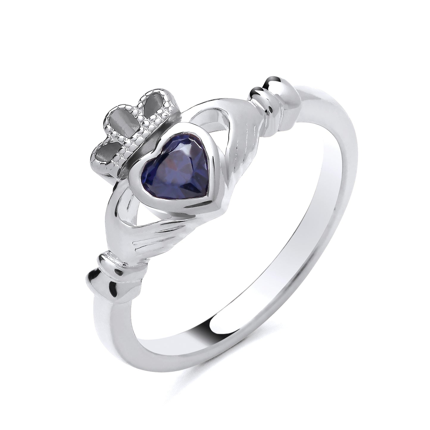 925 Silver & Tanzanite Set Claddagh Ring