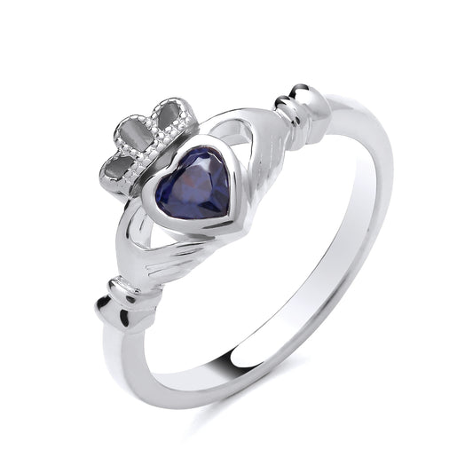 925 Silver & Tanzanite Set Claddagh Ring