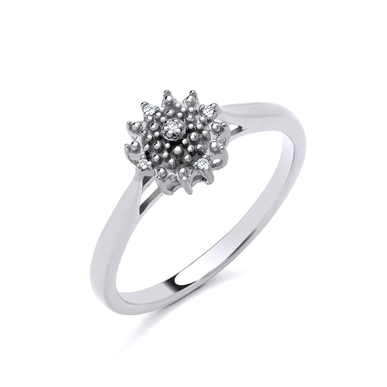 New 925 Silver &amp; Natural Diamond Set Cluster Ring available in various sizes. The front of the ring is approx 8mm high