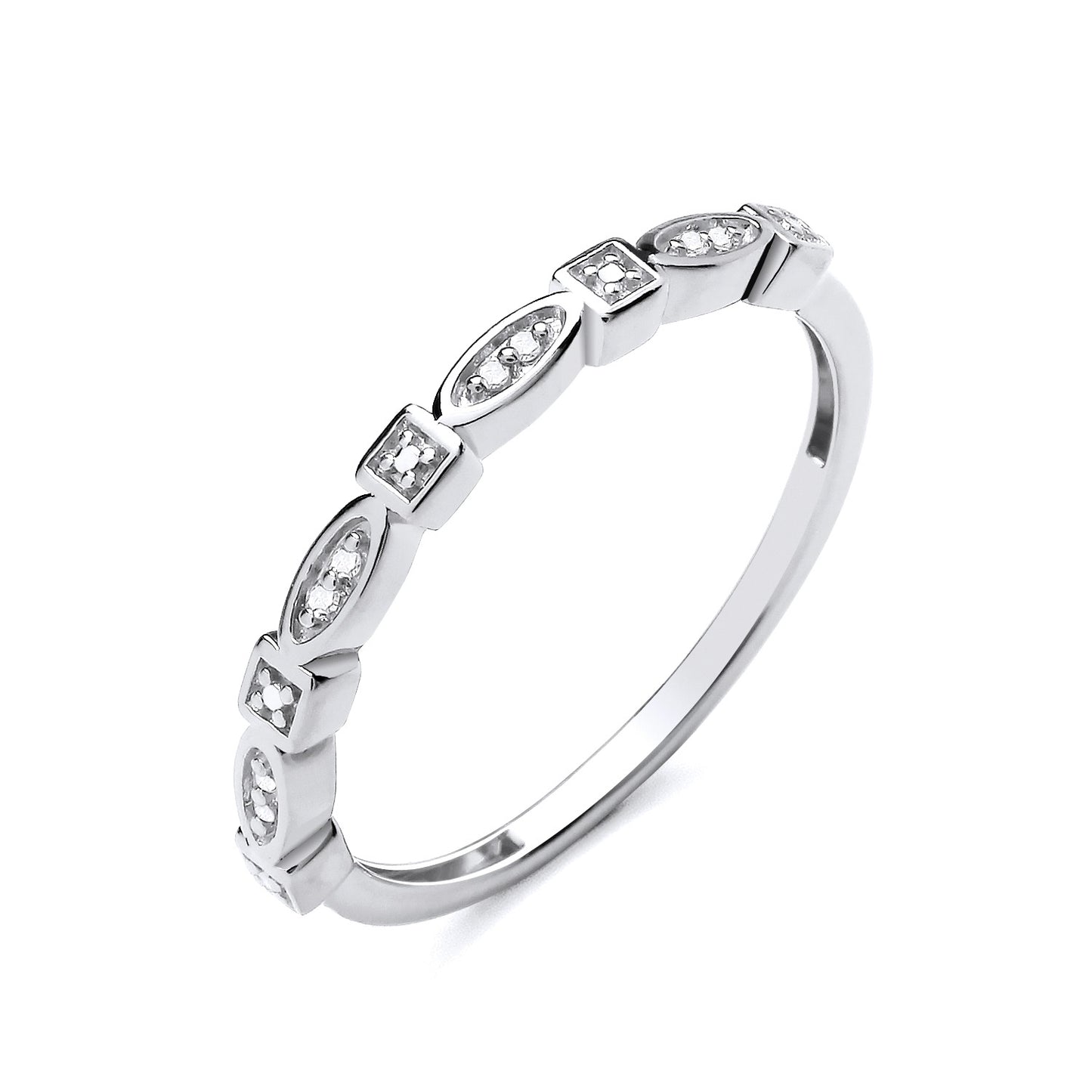 New 925 Silver &amp; Natural Diamond Set Twisted Band Ring available in various sizes. The front of the band is approx 2.25mm wide