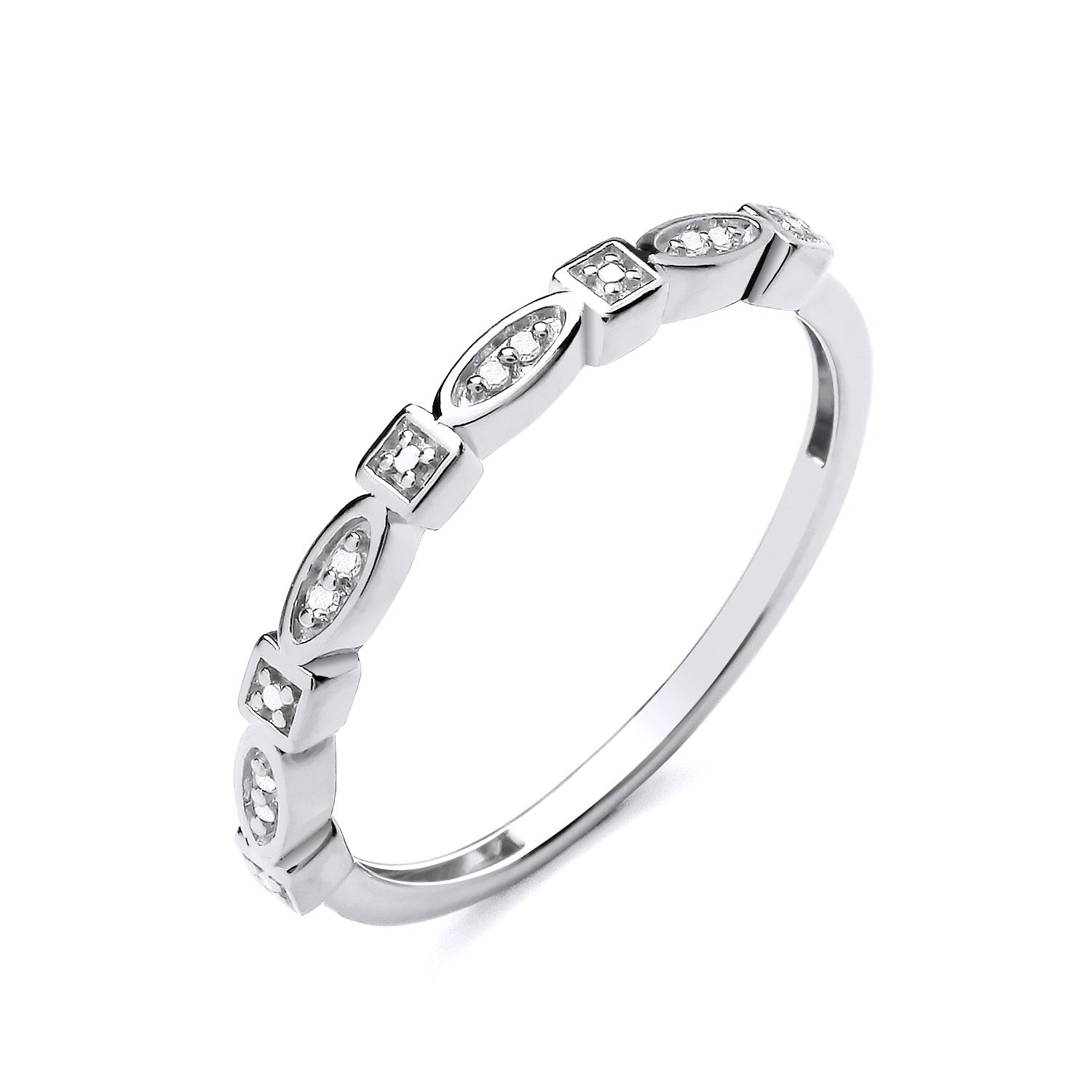 New 925 Silver &amp; Natural Diamond Set Twisted Band Ring available in various sizes. The front of the band is approx 2.25mm wide