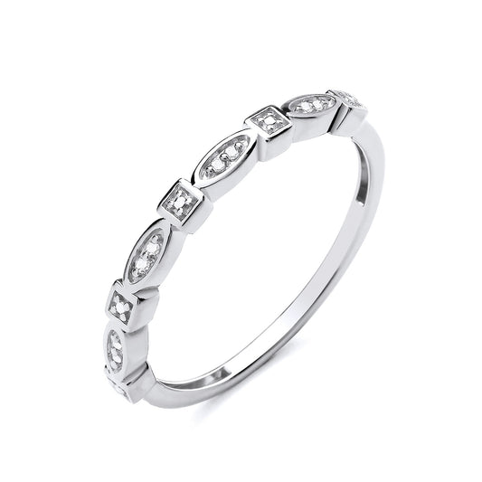 New 925 Silver &amp; Natural Diamond Set Twisted Band Ring available in various sizes. The front of the band is approx 2.25mm wide