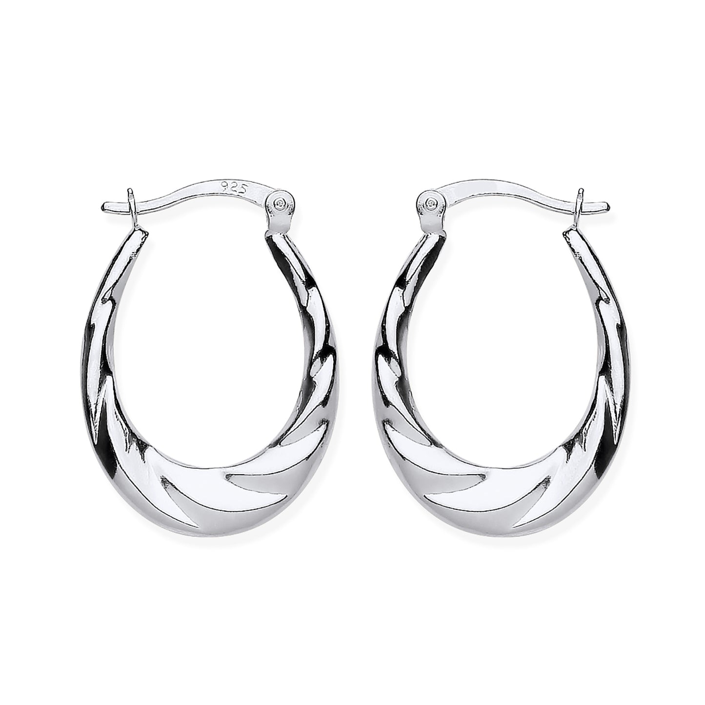 New 925 Silver Twisted Oval Creole Earrings with the weight 1.90 grams