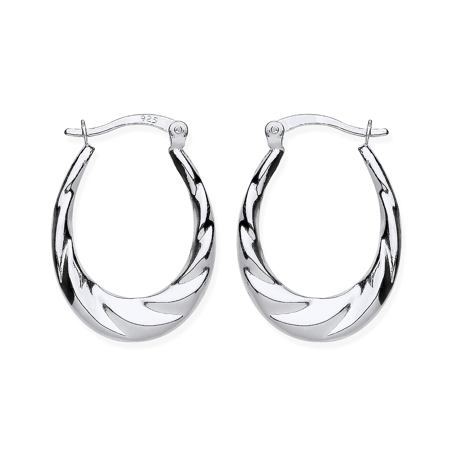 New 925 Silver Twisted Oval Creole Earrings with the weight 1.90 grams