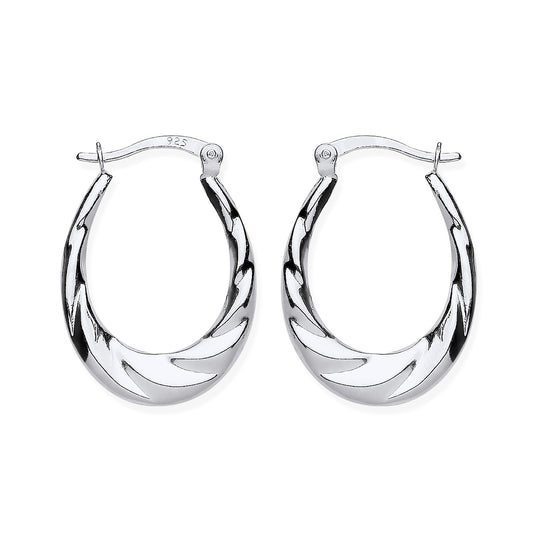 New 925 Silver Twisted Oval Creole Earrings with the weight 1.90 grams