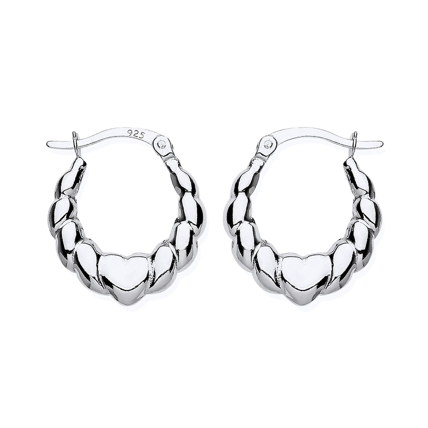 New 925 Silver Heart Bubble Style Creole Earrings with the weight 1.90 grams
