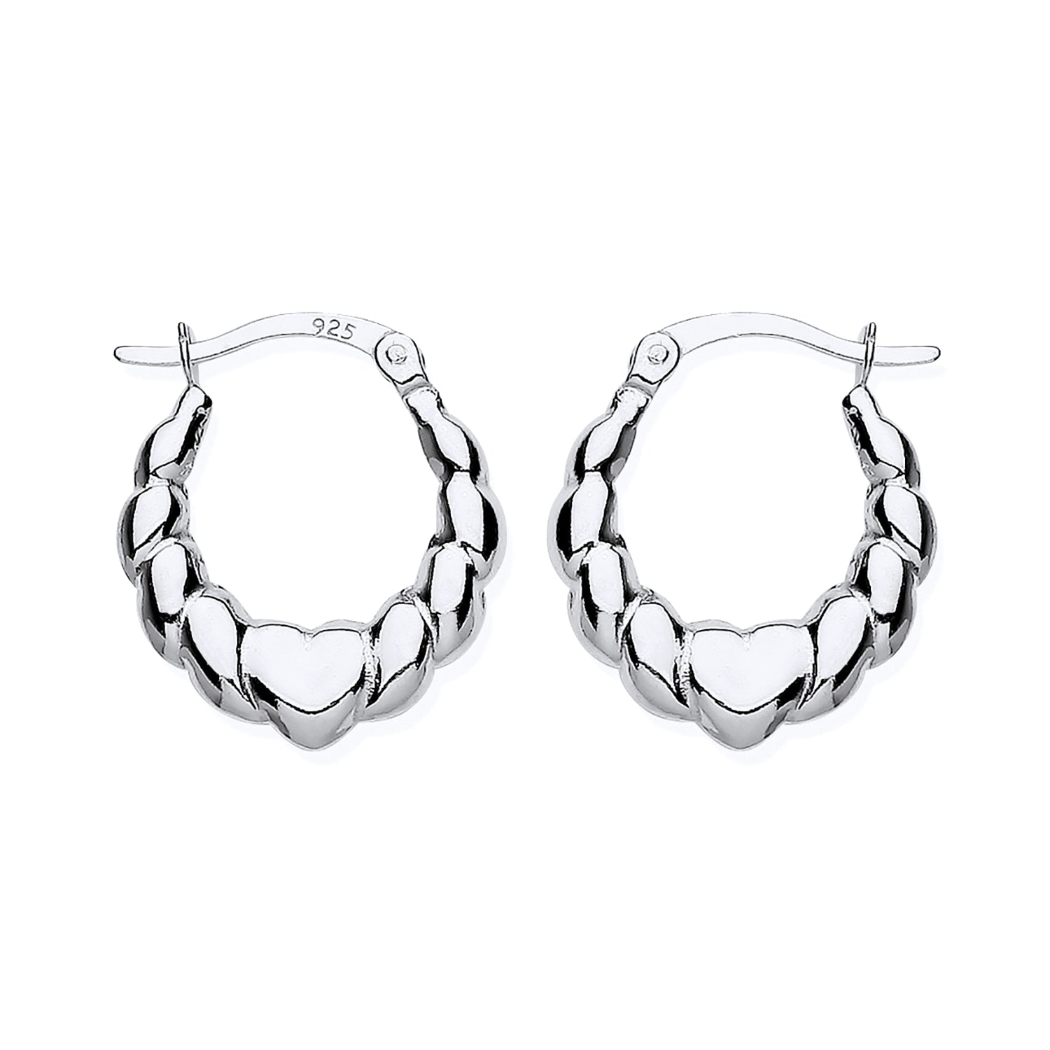 New 925 Silver Heart Bubble Style Creole Earrings with the weight 1.90 grams