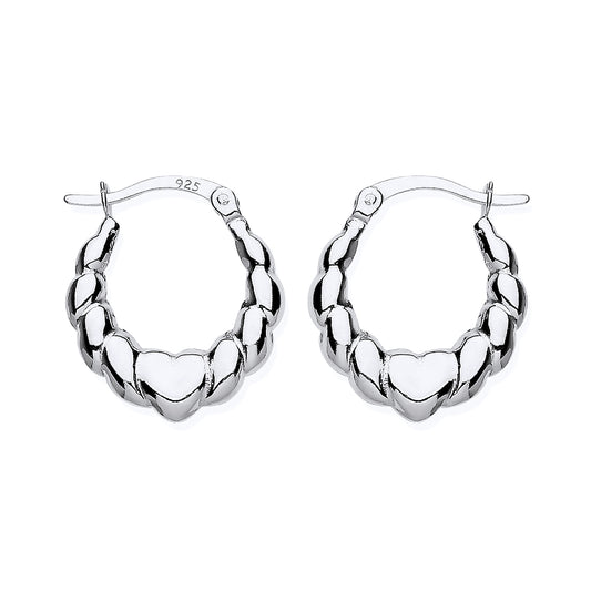 New 925 Silver Heart Bubble Style Creole Earrings with the weight 1.90 grams