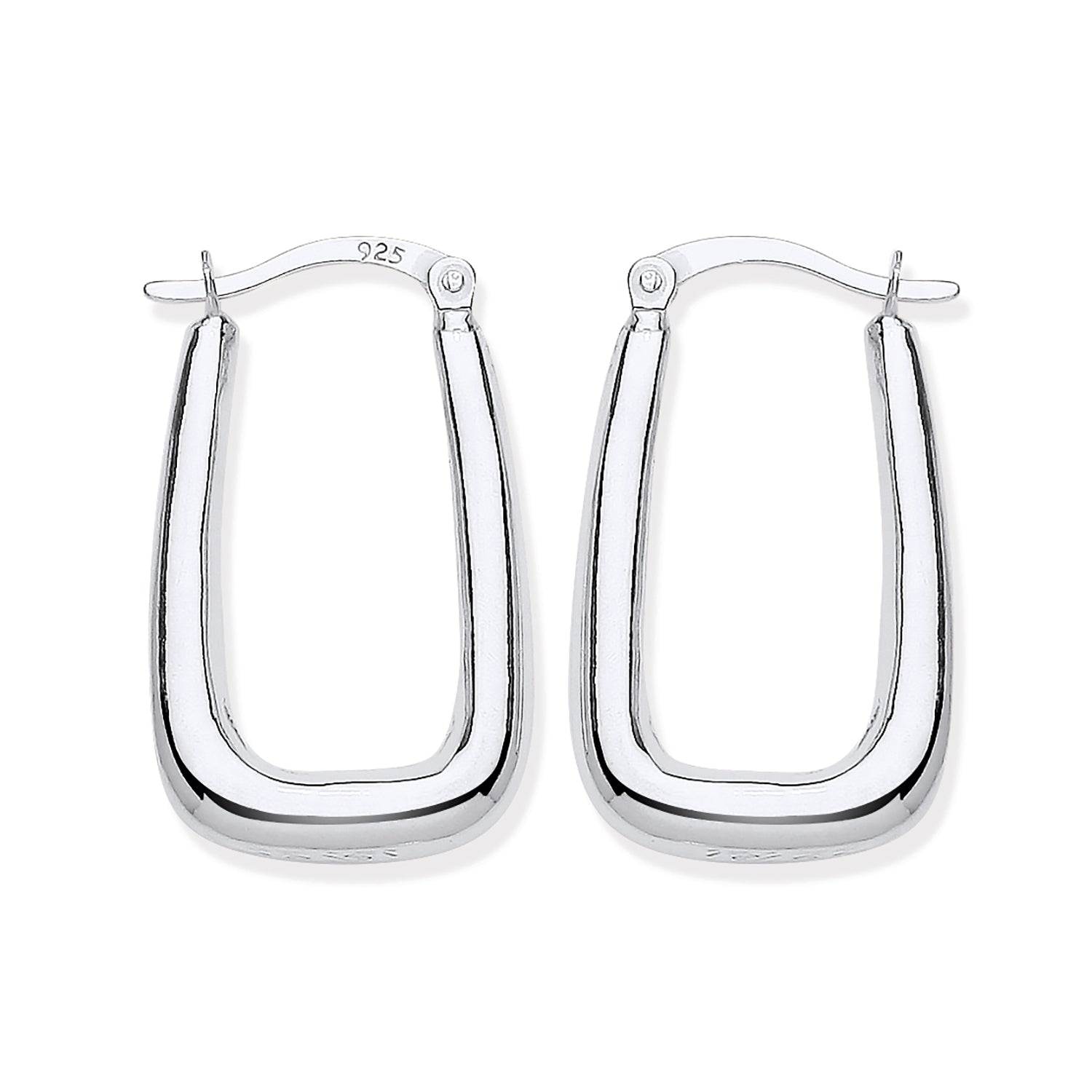 New 925 Silver Plain Oblong Creole Earrings with the weight 2 grams