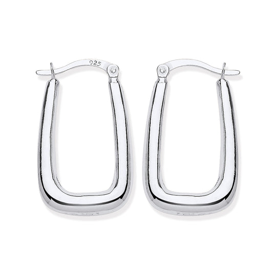 New 925 Silver Plain Oblong Creole Earrings with the weight 2 grams