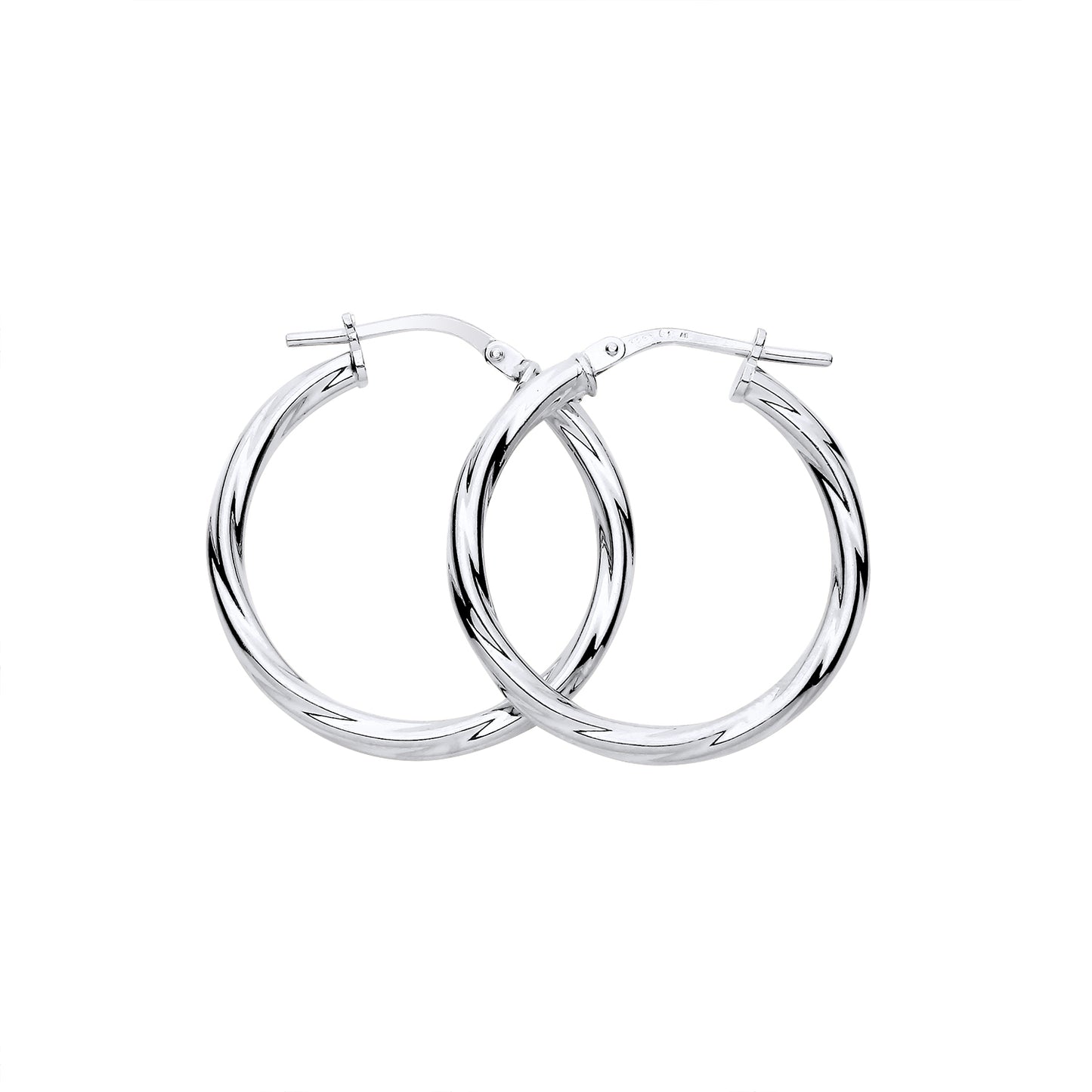 New 925 Silver 25mm Twisted Hoop Creole Earrings with the weight 2.20 grams