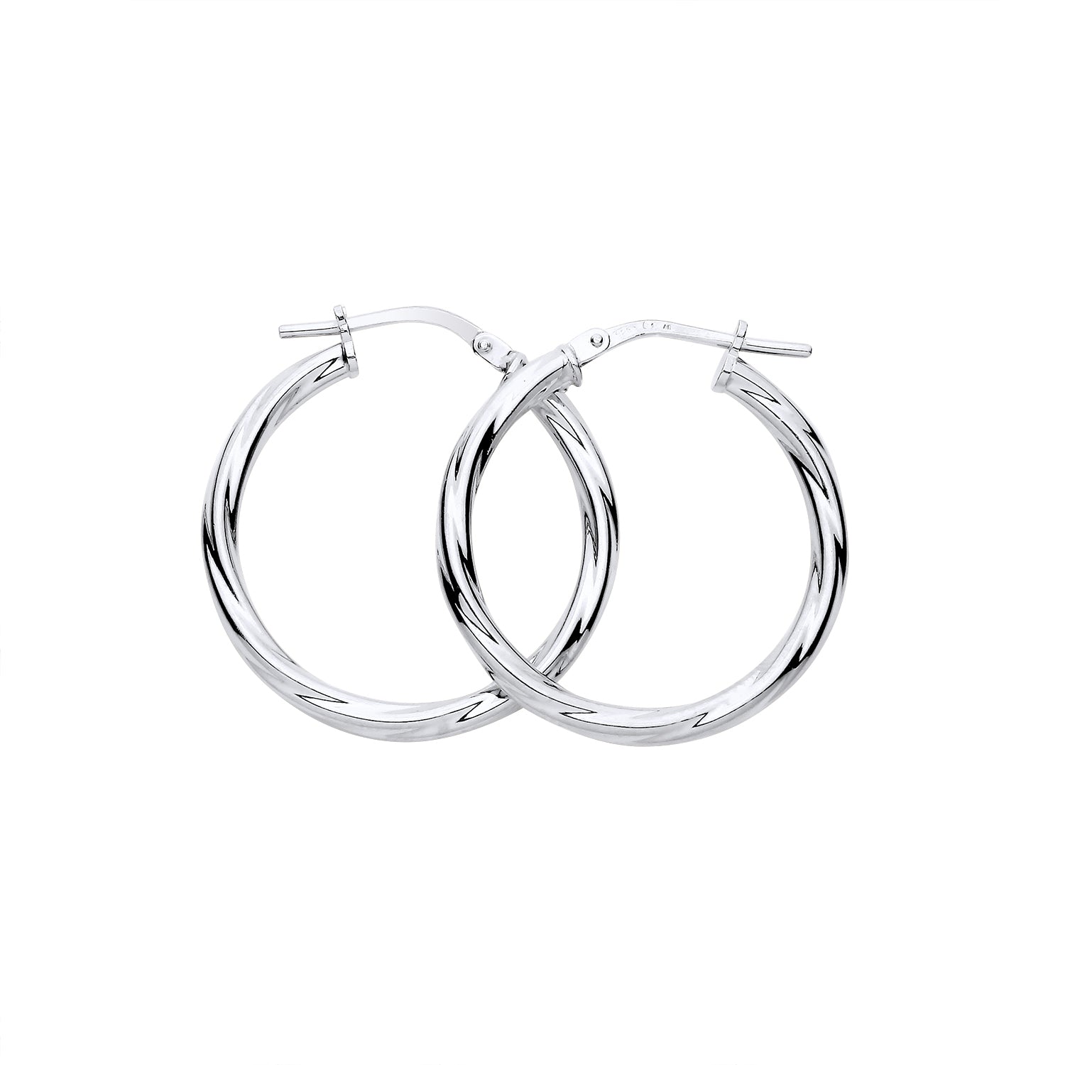 New 925 Silver 25mm Twisted Hoop Creole Earrings with the weight 2.20 grams