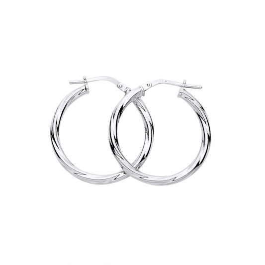 New 925 Silver 25mm Twisted Hoop Creole Earrings with the weight 2.20 grams