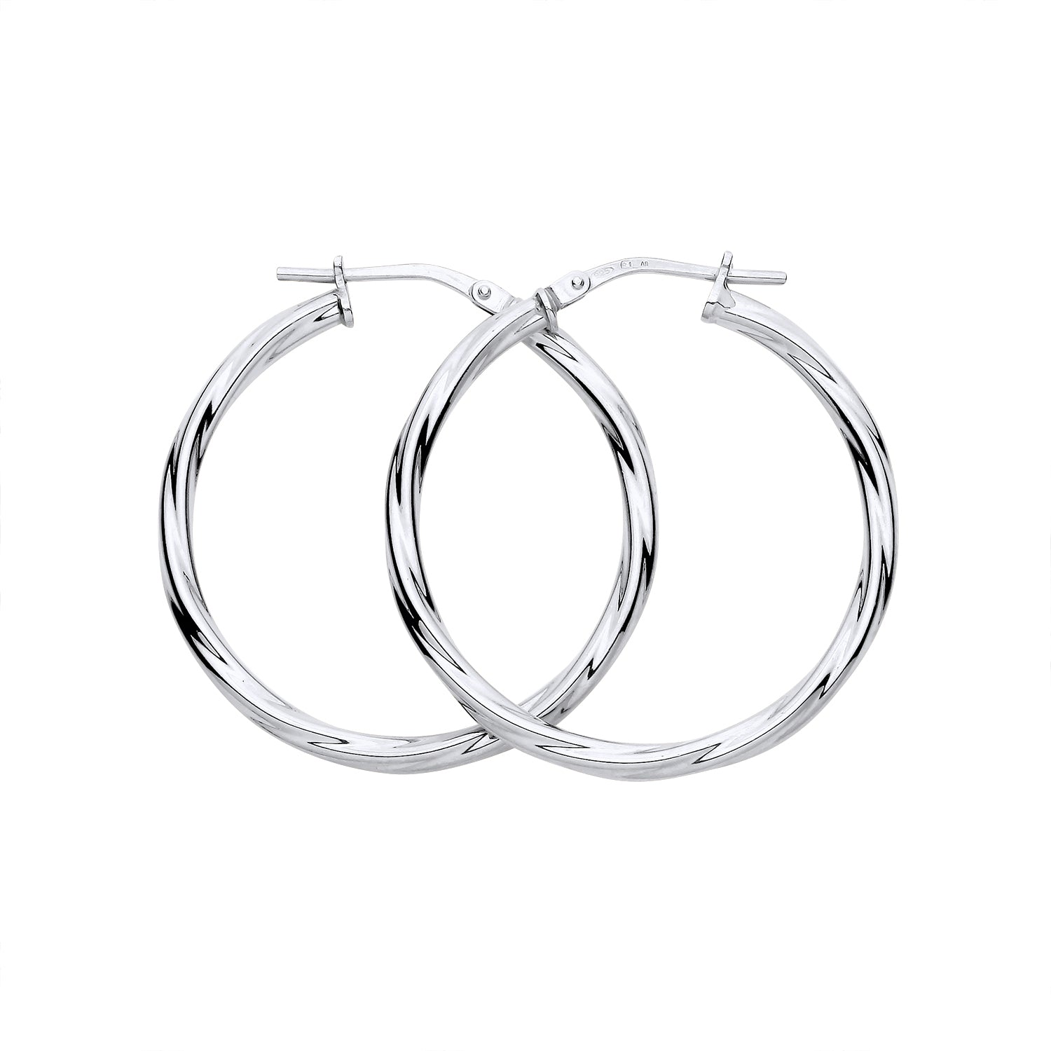 New 925 Silver 30mm Twisted Hoop Creole Earrings with the weight 2.80 grams