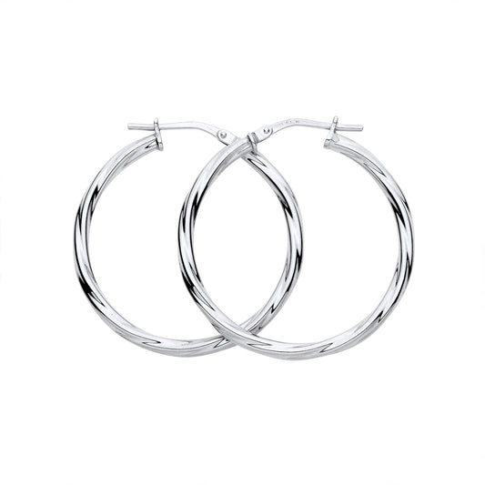 New 925 Silver 30mm Twisted Hoop Creole Earrings with the weight 2.80 grams