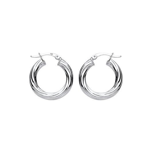 New 925 Silver 22mm Chunky Twisted Hoop Creole Earrings with the weight 3.10 grams