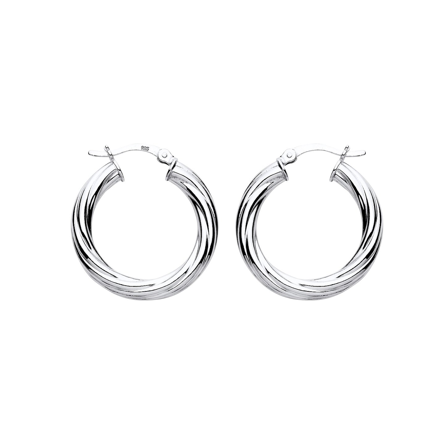 New 925 Silver 25mm Chunky Twisted Hoop Creole Earrings with the weight 3.60 grams