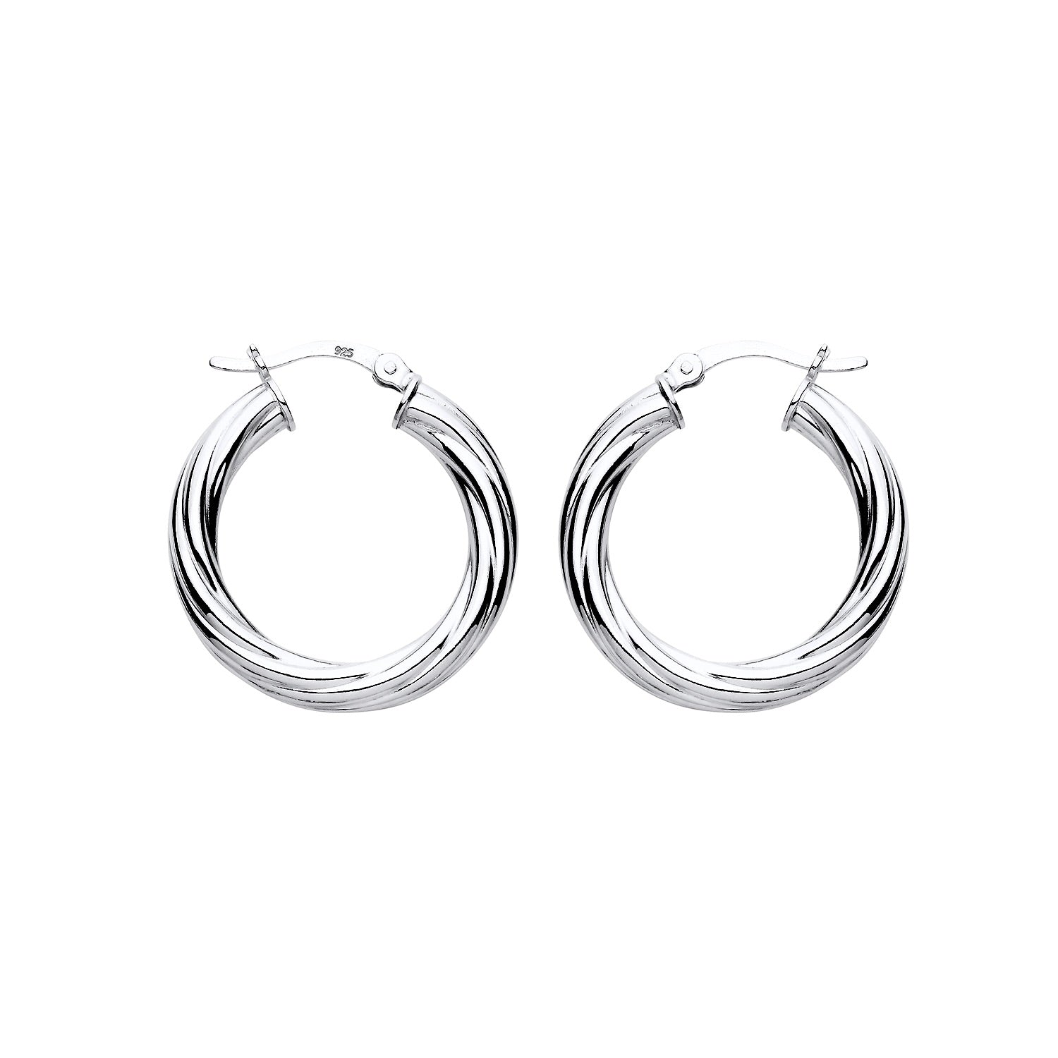 New 925 Silver 25mm Chunky Twisted Hoop Creole Earrings with the weight 3.60 grams