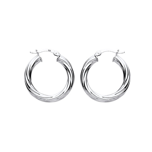 New 925 Silver 25mm Chunky Twisted Hoop Creole Earrings with the weight 3.60 grams