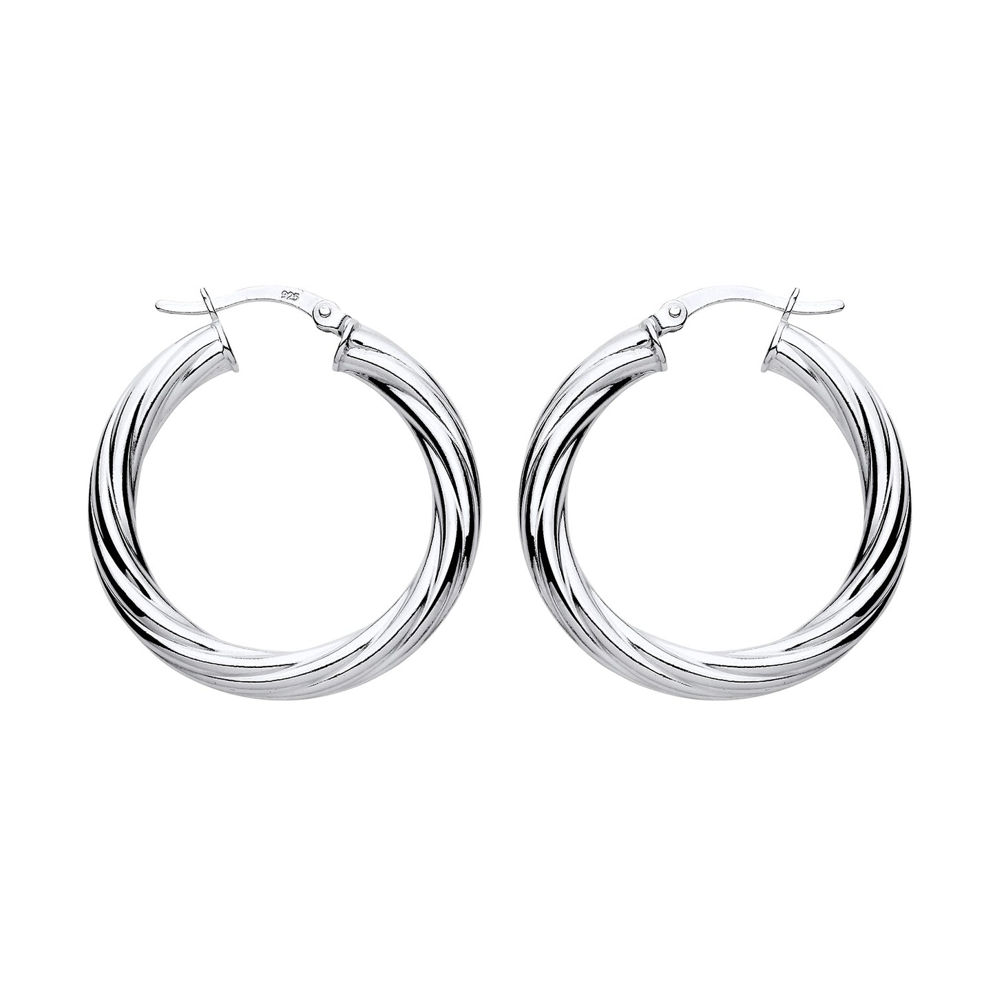 New 925 Silver 30mm Chunky Twisted Hoop Creole Earrings with the weight 4.20 grams
