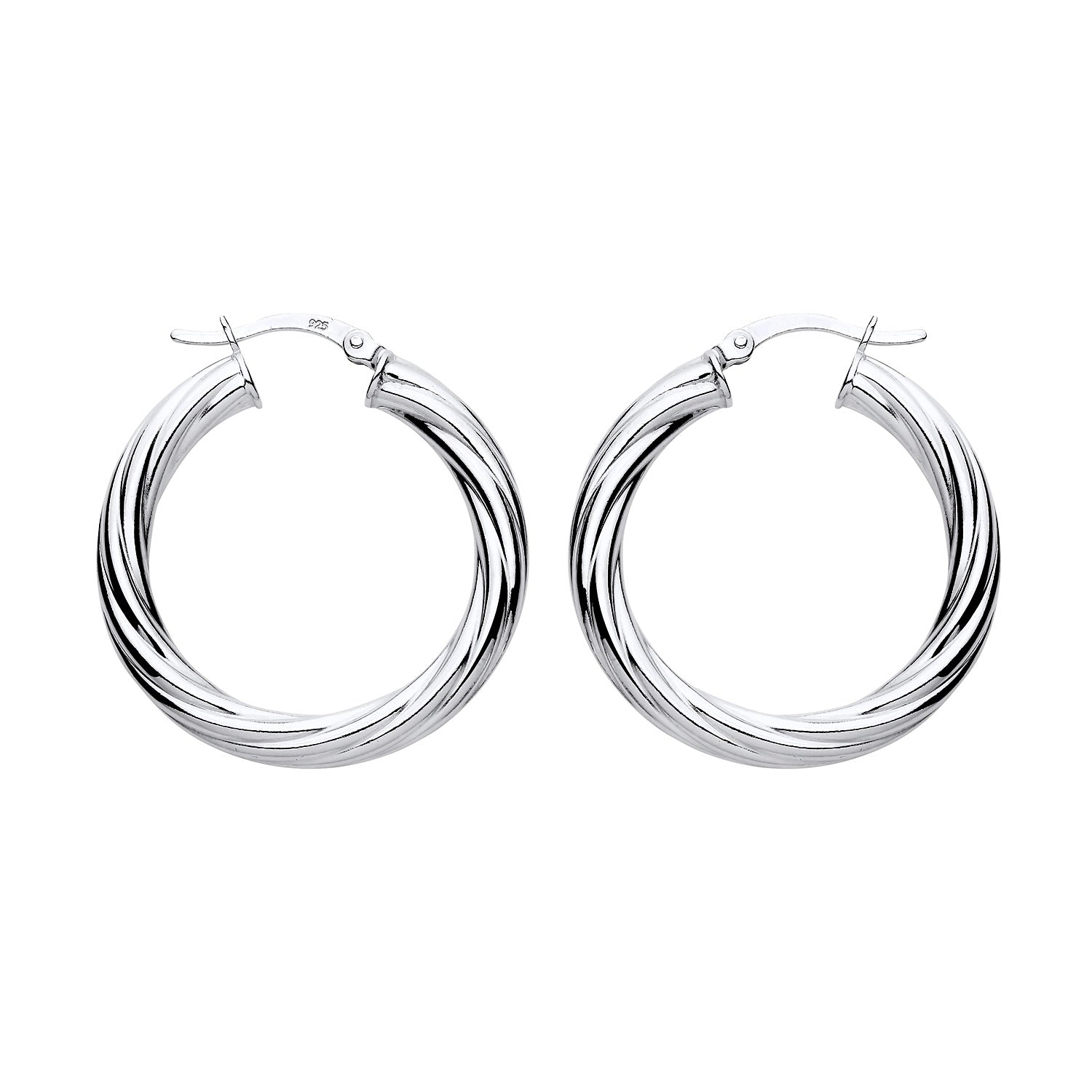 New 925 Silver 30mm Chunky Twisted Hoop Creole Earrings with the weight 4.20 grams
