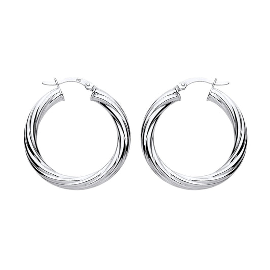 New 925 Silver 30mm Chunky Twisted Hoop Creole Earrings with the weight 4.20 grams