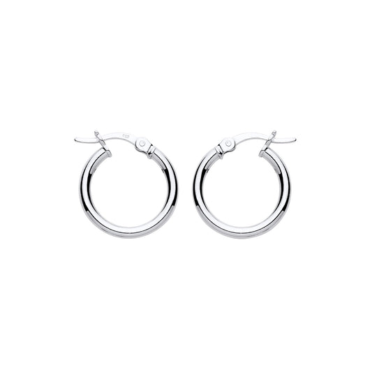 New 925 Silver 16mm Plain Hoop Creole Earrings with the weight 1.60 grams