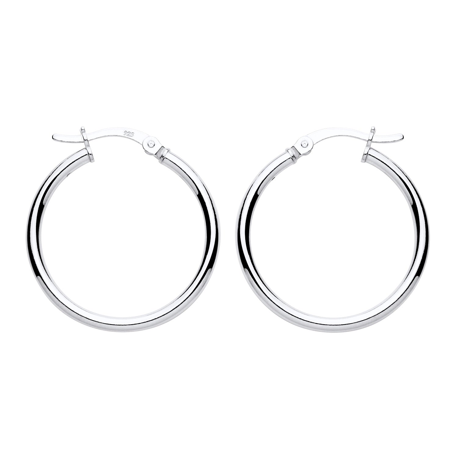 New 925 Silver 25mm Plain Hoop Creole Earrings with the weight 2.50 grams