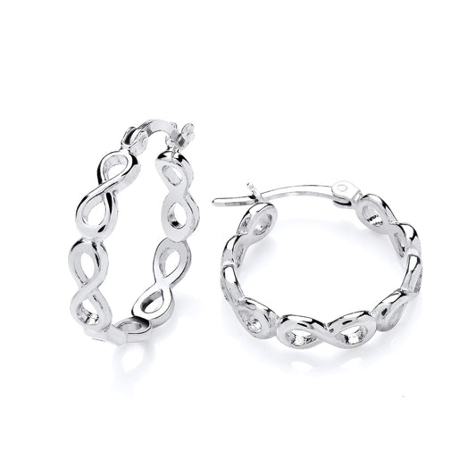 New 925 Silver 20mm Infinity Symbol Hoop Creole Earrings with the weight 3.40 grams