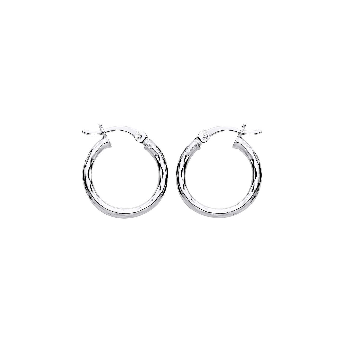 New 925 Silver 16mm Diamond Cut Patterned Hoop Creole Earrings with the weight 1.70 grams