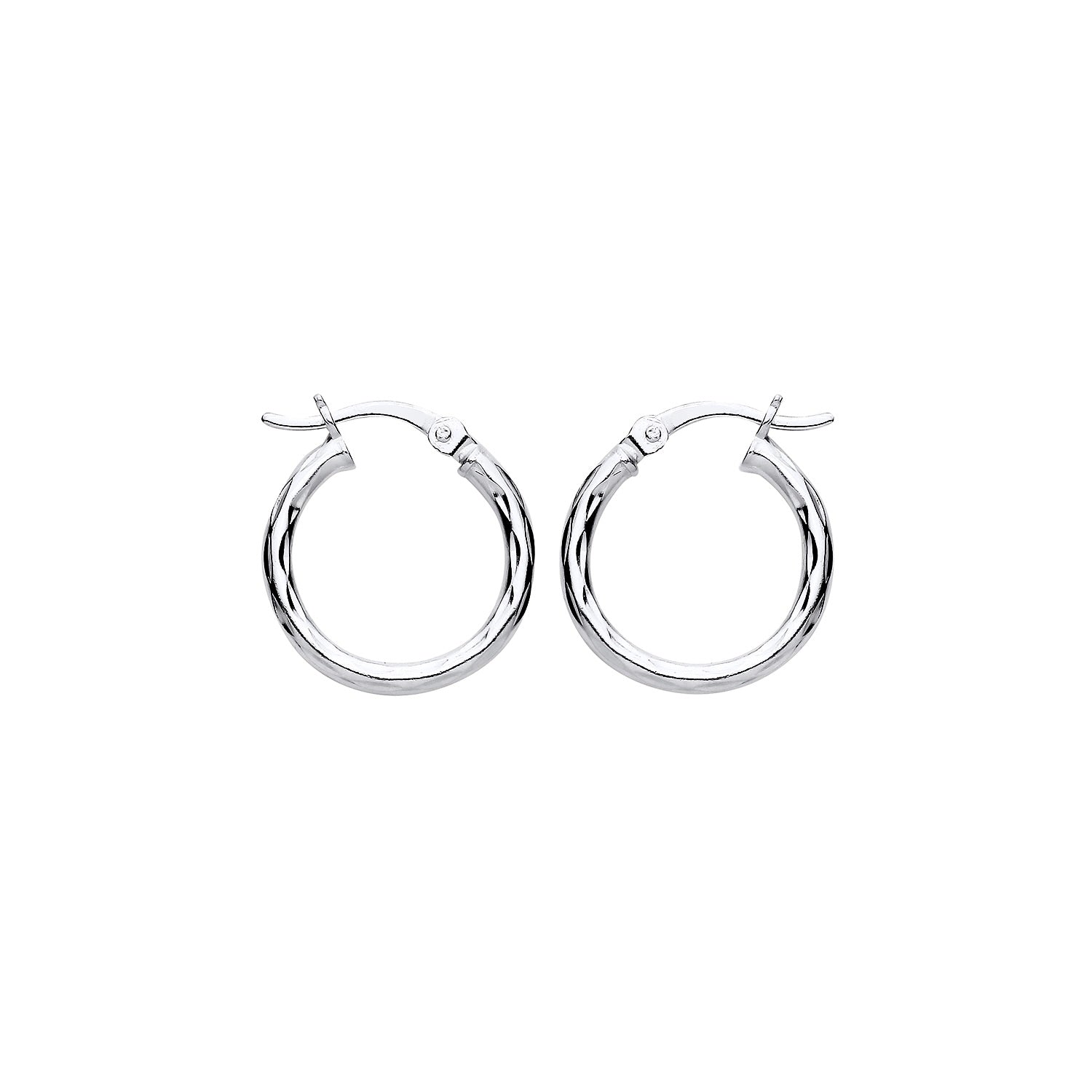 New 925 Silver 16mm Diamond Cut Patterned Hoop Creole Earrings with the weight 1.70 grams