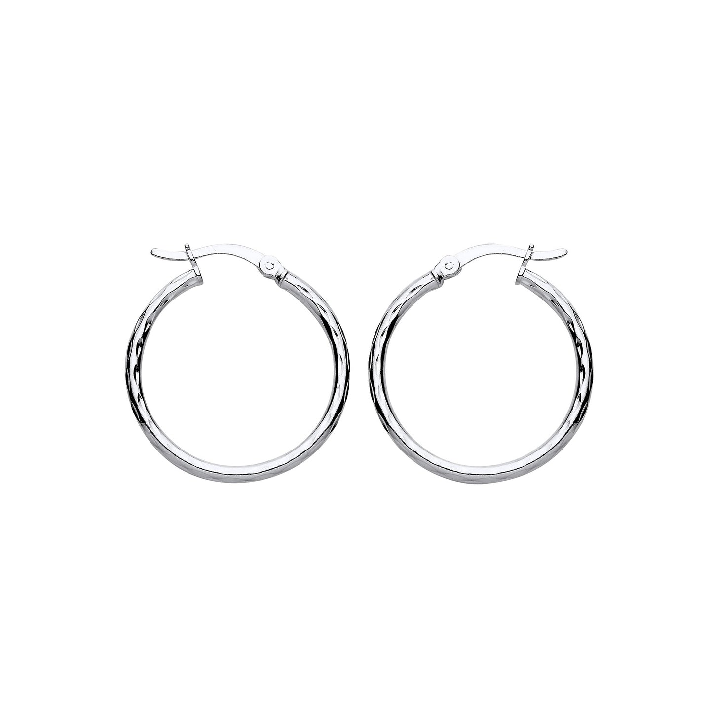 New 925 Silver 20mm Diamond Cut Patterned Hoop Creole Earrings with the weight 2.20 grams