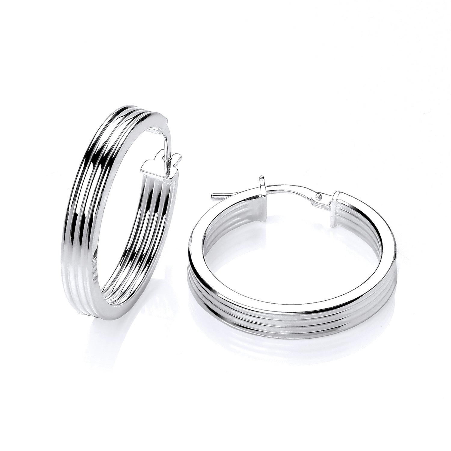 New 925 Silver 25mm Ribbed Hoop Creole Earrings with the weight 3 grams