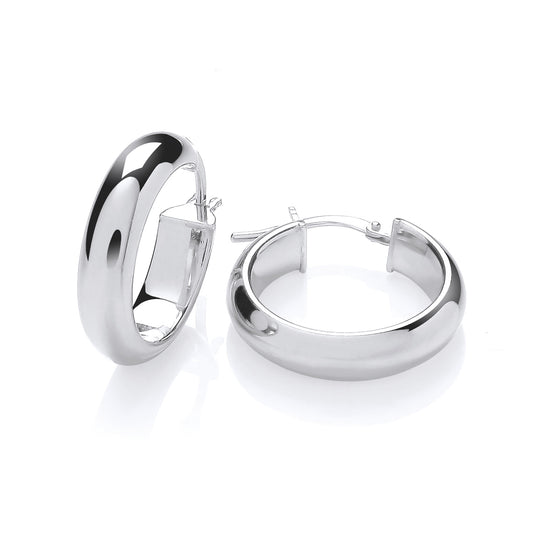 New 925 Silver 20mm Chunky Plain Hoop Creole Earrings with the weight 3 grams