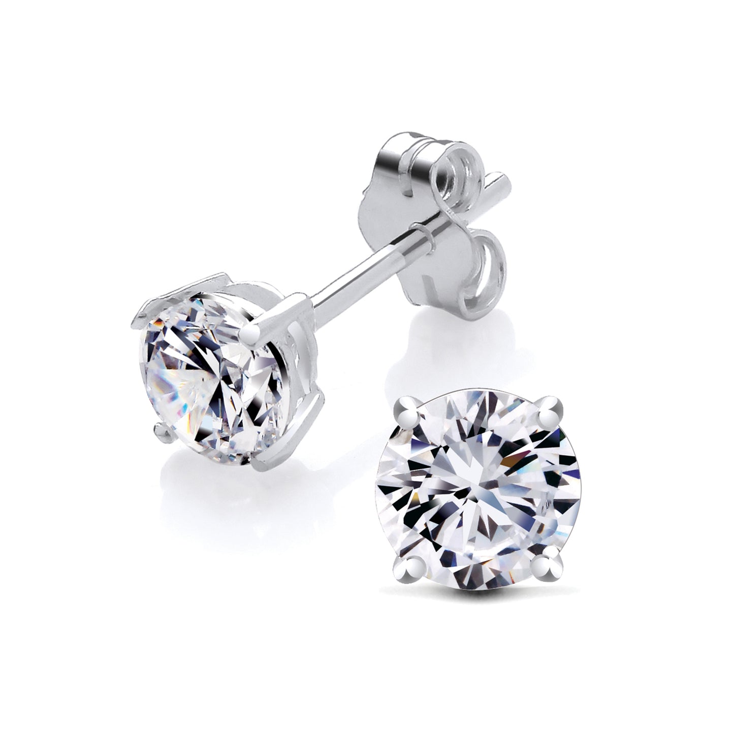 New 925 Silver &amp; 5mm Cubic Zirconia Stud Earrings with the weight 0.90 grams