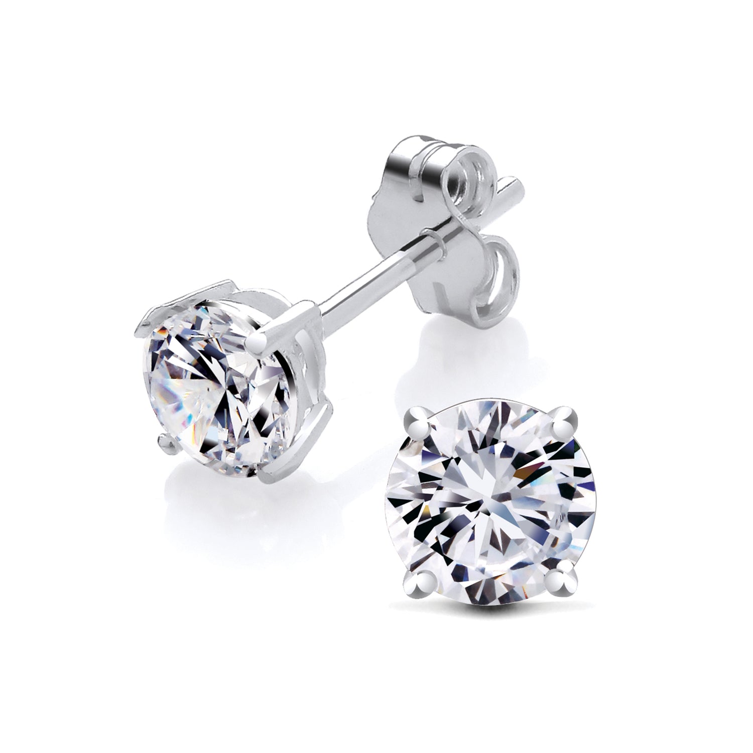 New 925 Silver &amp; 5mm Cubic Zirconia Stud Earrings with the weight 0.90 grams