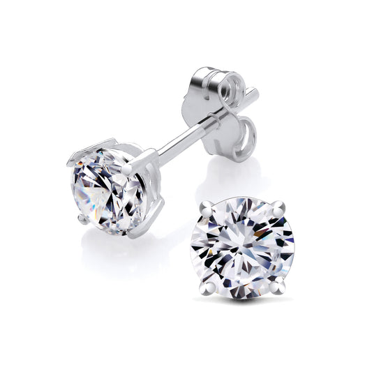 New 925 Silver &amp; 5mm Cubic Zirconia Stud Earrings with the weight 0.90 grams
