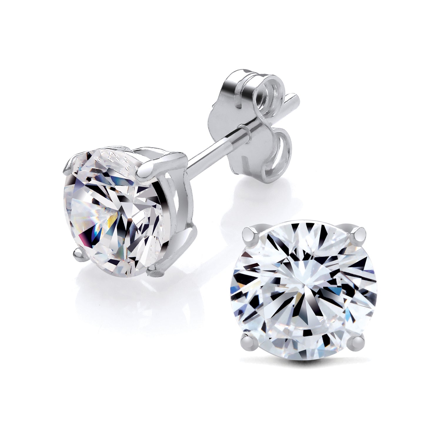 New 925 Silver &amp; 6mm Cubic Zirconia Stud Earrings with the weight 1.30 grams