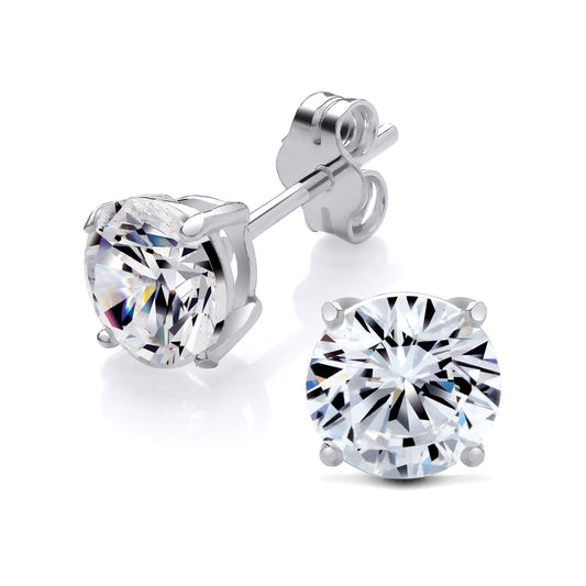 New 925 Silver &amp; 6mm Cubic Zirconia Stud Earrings with the weight 1.30 grams