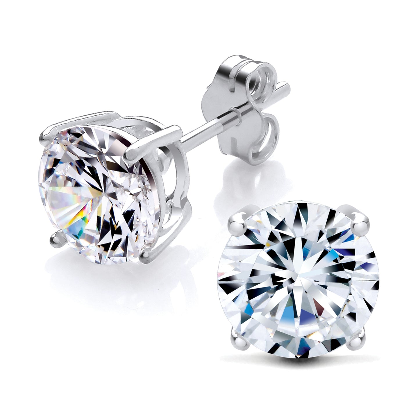 New 925 Silver &amp; 7mm Cubic Zirconia Stud Earrings with the weight 1.60 grams