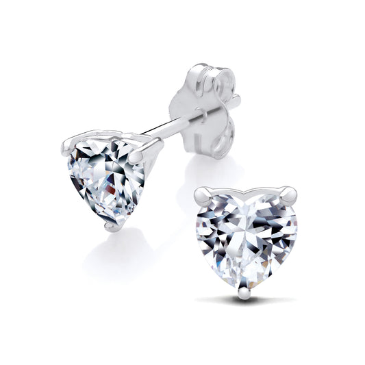 New 925 Silver &amp; 5mm Heart Cubic Zirconia Stud Earrings with the weight 0.90 grams