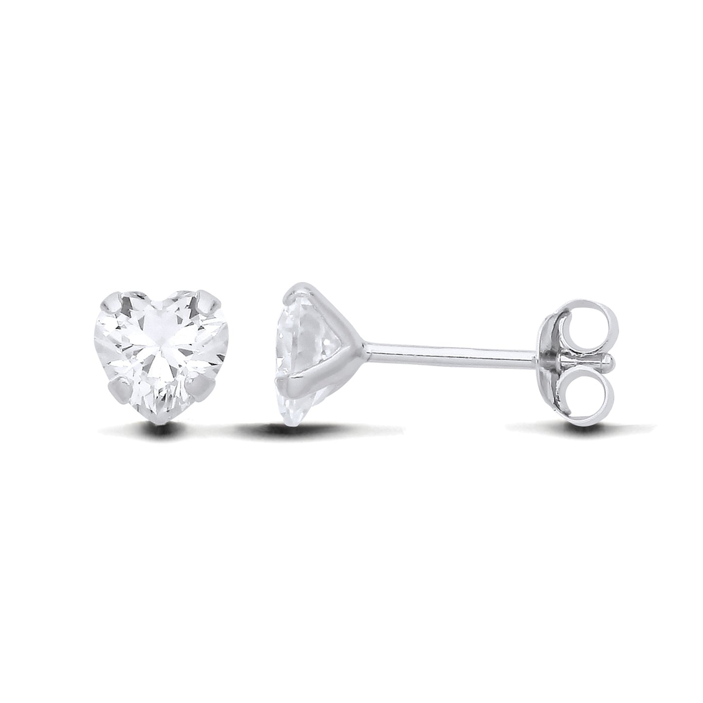 New 925 Silver &amp; 6mm Heart Cubic Zirconia Stud Earrings with the weight 1.10 grams