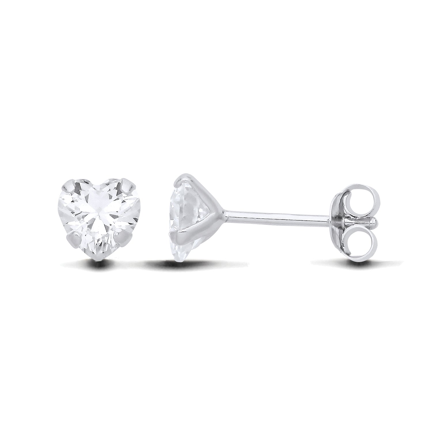 New 925 Silver &amp; 6mm Heart Cubic Zirconia Stud Earrings with the weight 1.10 grams