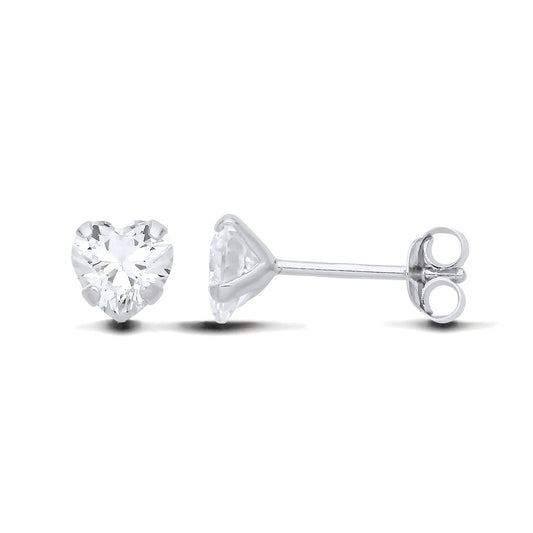 New 925 Silver &amp; 6mm Heart Cubic Zirconia Stud Earrings with the weight 1.10 grams