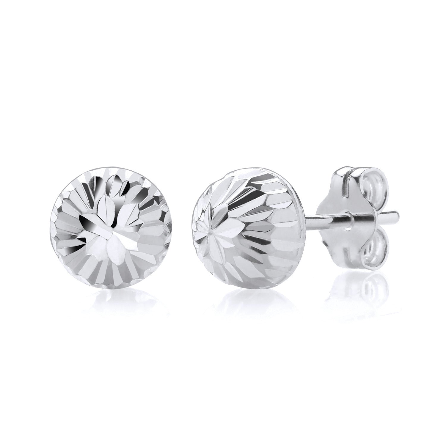 New 925 Silver 7mm Patterned Domed Round Stud Earrings with the weight 1.20 grams
