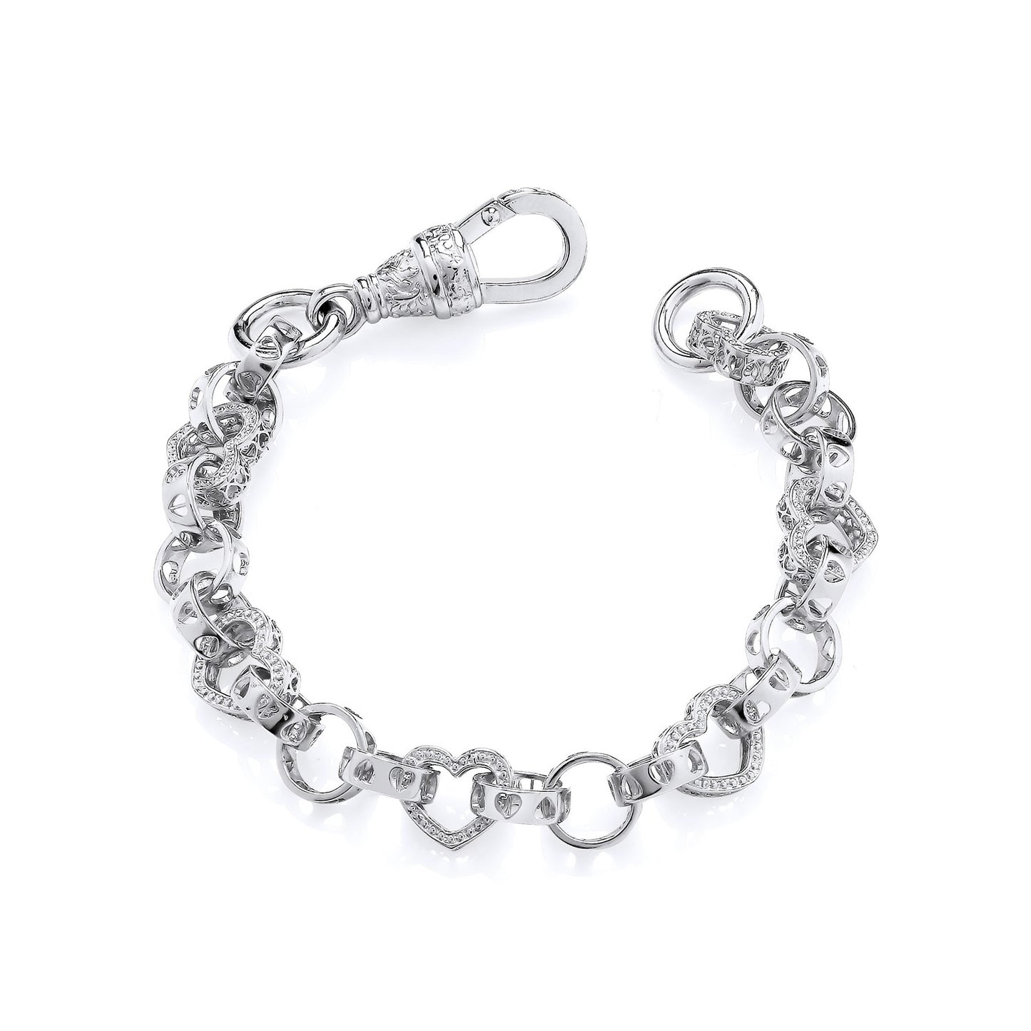 925 Silver 6.5" Heart Link Belcher Bracelet
