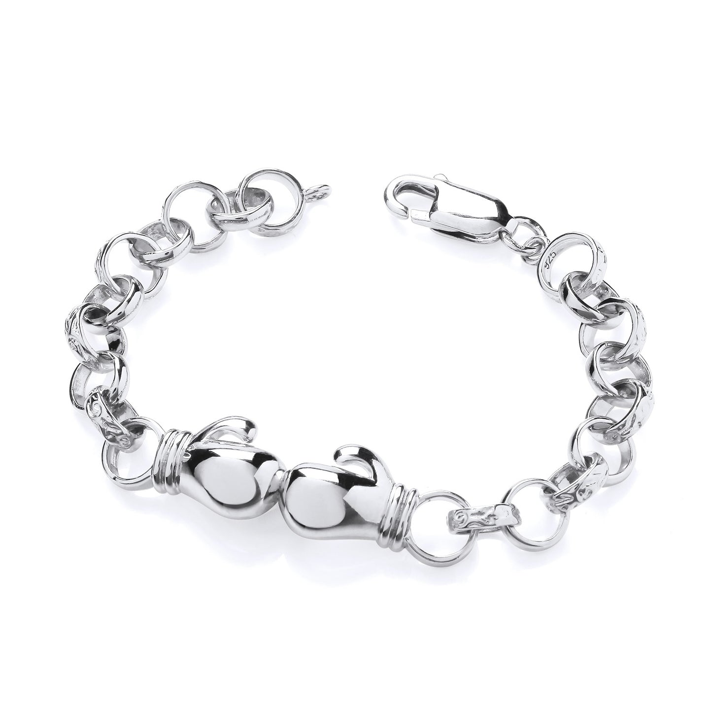 925 Silver 6" Boxing Glove Bracelet