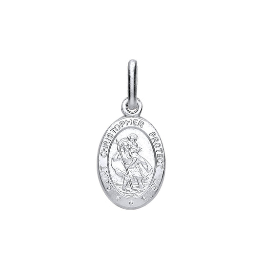 925 Silver Oval St Christopher Pendant